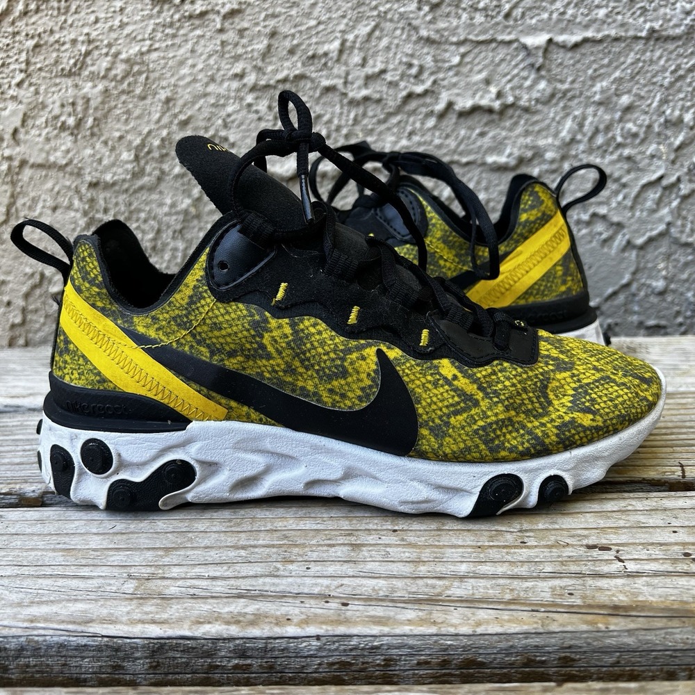 Nike Shoes Women Size 7.5 React Element 55 Yellow Animal Print CT1551-700